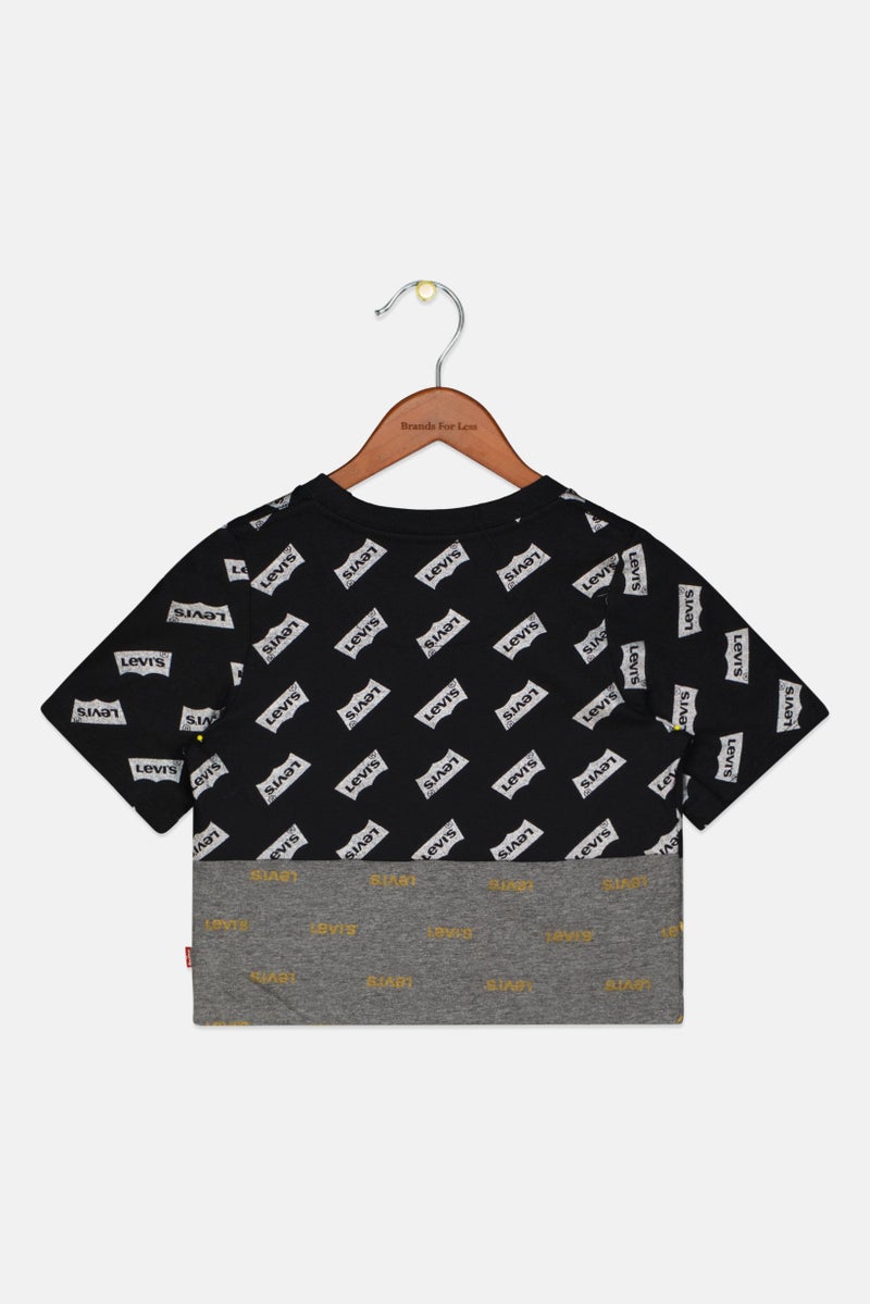 Levi's تي شيرت بنات للأطفال بأكمام قصيرة وياقة دائرية، مجموعة سوداء - Image 2