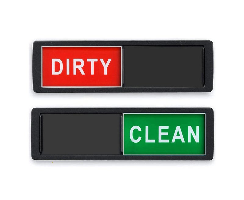 Clean Dirty Indicator Sign Dishwasher Magnet - Silver with Red/Green - Image 2