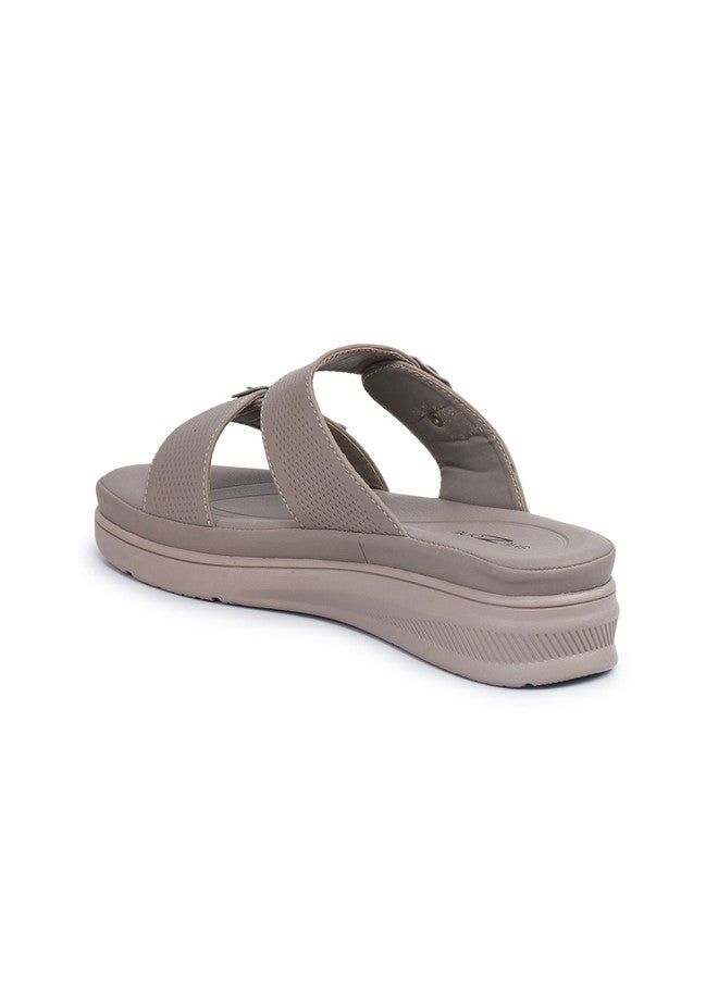 She Zone Khaki Wedge Sandals for Women - Image 3