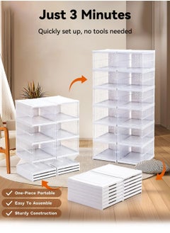 3 Pcs Foldable Shoes Organizer Plastic Stackable Shoes Storage Box Dustproof Sneaker Storage Box with Lid Shoes Storage Containers White - pzsku/ZC5B1929B86426DB11793Z/45/_/1706006699/39f74119-dc27-4b2c-b357-3ee49b271fcf