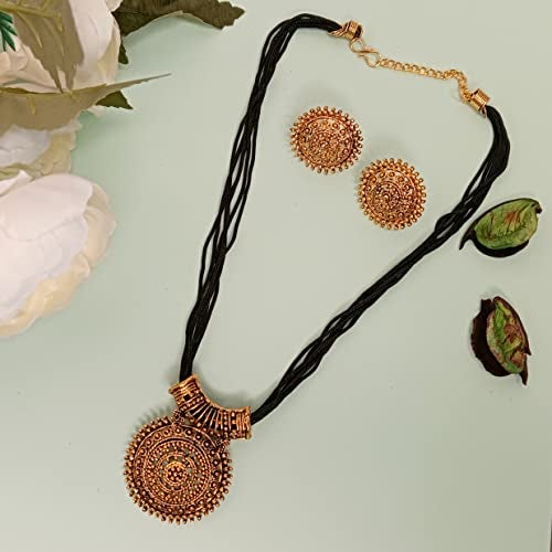 Efulgenz Oxidized Jewellery Oxidised Necklace Traditional Indian Ethnic Antique Oxidized Necklace Stud Earrings Jewelry Sets For Women Bollywood Jewelry - Image 2
