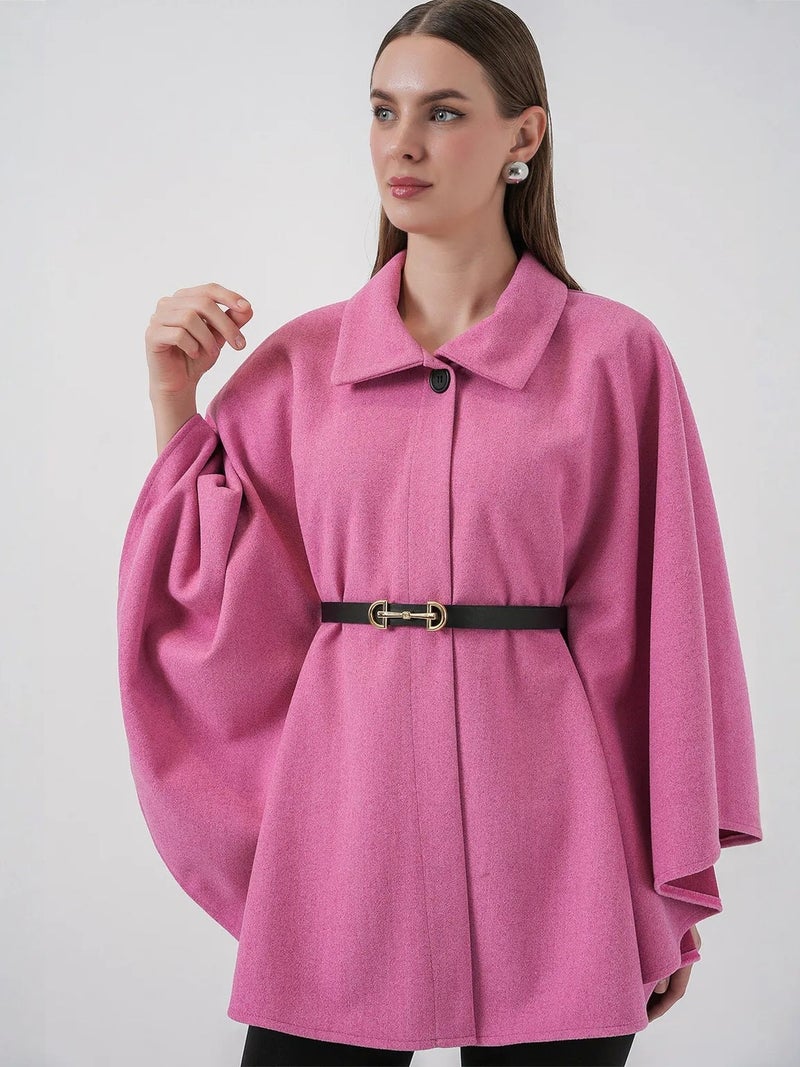 BIG DART BDART Belted Tweed Cape Coat - Image 1