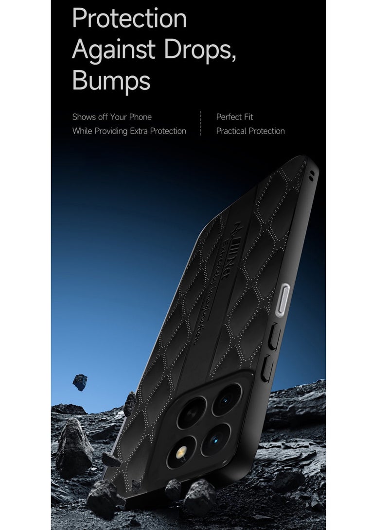 Wtech Honor X6c 4G 2025 Leather Texture Back Anti-Scratch Elegant Look Matte Finish Premium Feel Case Cover - Black - Image 4