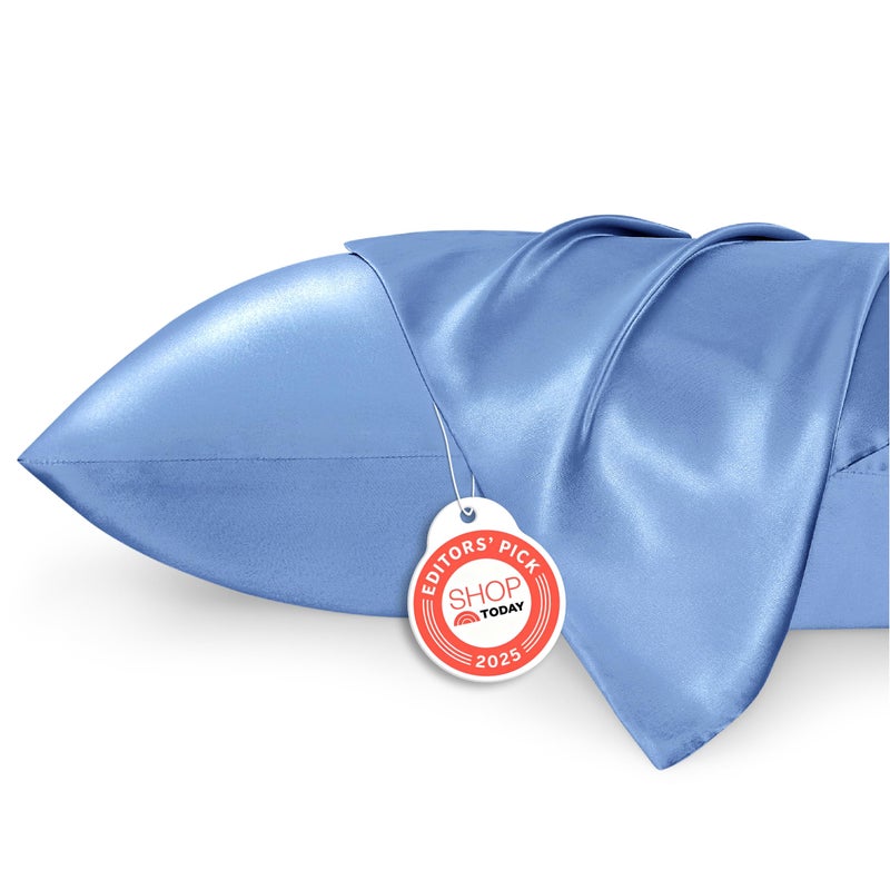 Bedsure Satin Pillowcase for Hair and Skin Queen - Sky Blue Silky Pillowcase 2 Pack with Envelope Closure, Similar to Silk Pillow Cases, Gifts for Women Men, 20x30 Inches, 2pcs - Image 1