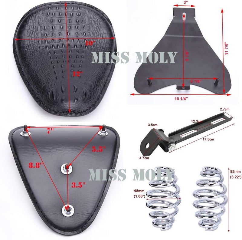 MISS MOLY Crocodile Leather Motorcycle Bobber Solo Seat with Spring Base Plate for Harley Sportster XL 883 1200 48 - Image 4