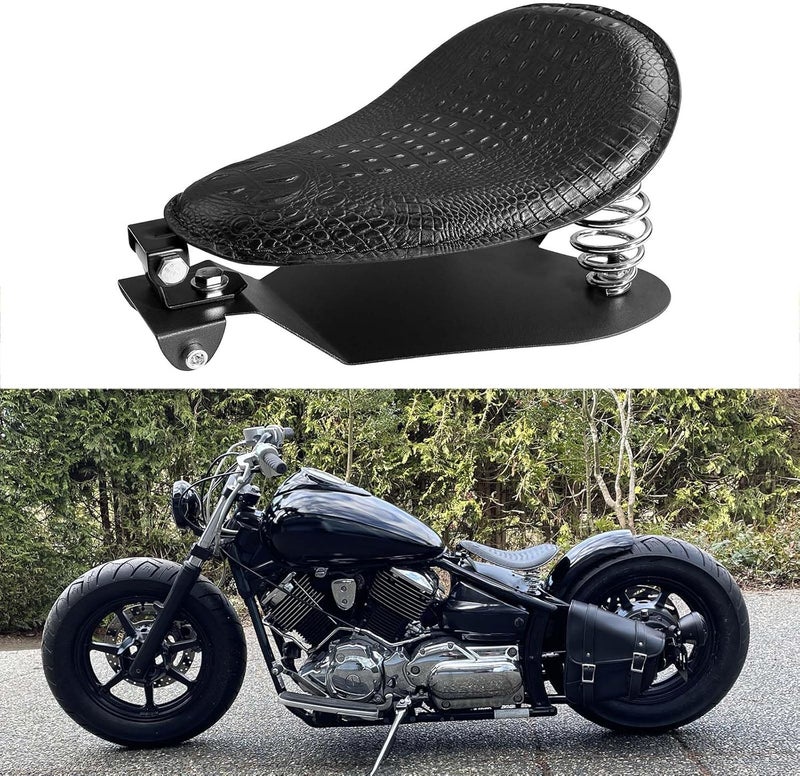 MISS MOLY Crocodile Leather Motorcycle Bobber Solo Seat with Spring Base Plate for Harley Sportster XL 883 1200 48 - Image 1
