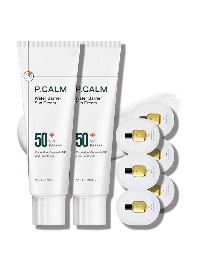 P.CALM P.CALM Water Barrier Moisturizing Sun Cream Matte-Finish No White Cast SPF 50+ PA++++ Vegan Calming Moisture Daily Sunscreen for Dry Oily Sensitive Skin Korean Skincare 3.4 Fl Oz - Pack of 2  - Image 1