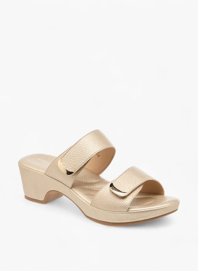Flora Bella By Shoexpress Women Textured Slip-On Sandals with Block Heel