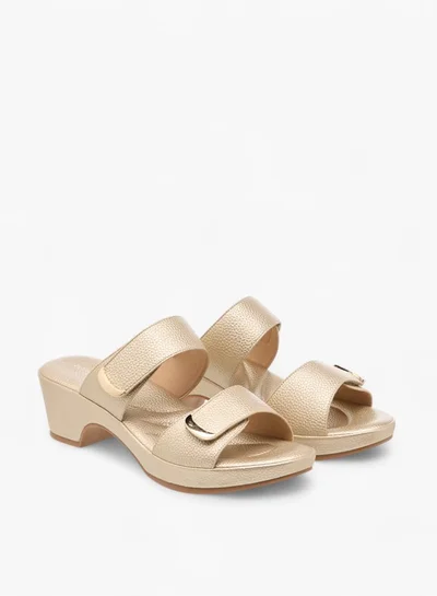 Flora Bella By Shoexpress Women Textured Slip-On Sandals with Block Heel