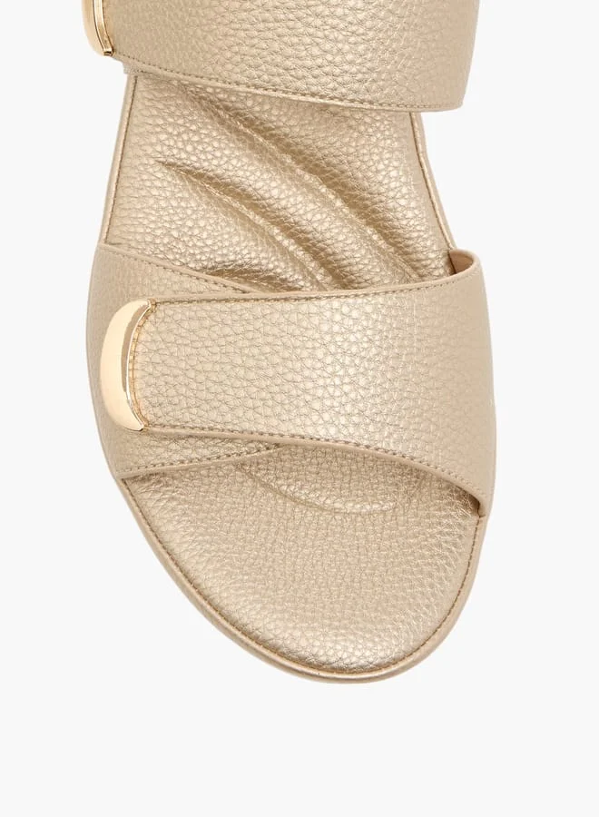 Flora Bella By Shoexpress Women Textured Slip-On Sandals with Block Heel
