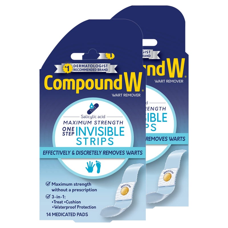 Compound W Maximum Strength One Step Invisible Wart Remover Strips, 14 CT, 2 Pack - Image 1