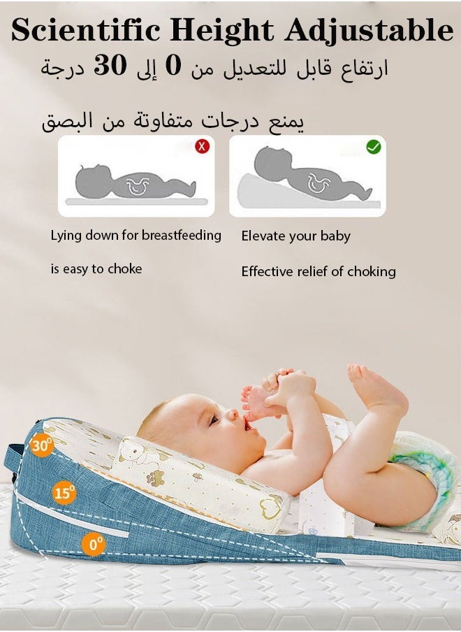 Aissiora Baby Lounger Baby Milk Feeding Pillow Breastfeeding pads with adjustable inclination Anti Reflux Pillow 0-30° Adjustable  Nursing pillows Infant Anti-Spit Milk Slope Mat  Spine protection Detachable cuffs Memory foam Suitable for newborns Nursing Pillow for Breastfeeding  - Image 3