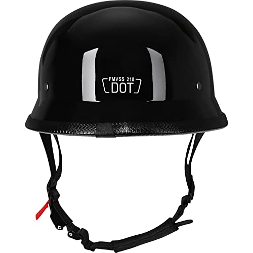 Yesmotor Helmet Half Shell German Motorcycle Helmet with Cycling Glasses - DOT Approved (X-Large, Light Black & Black) - Image 3