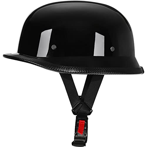 Yesmotor Helmet Half Shell German Motorcycle Helmet with Cycling Glasses - DOT Approved (X-Large, Light Black & Black) - Image 4