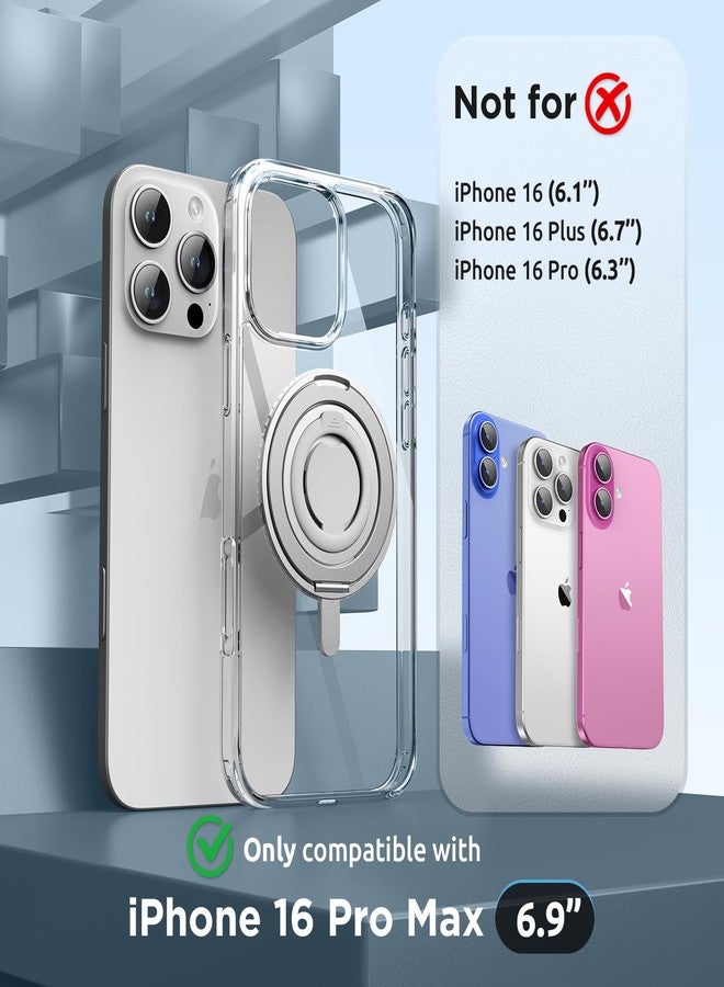 SURPHY for iPhone 16 Pro Max Case With Rotable Magnetic Ring Stand and Silicone Finger Ring Grip, Compatible with MagSafe, Slim Shockproof Phone Case for iPhone 16 Pro Max 6.9 Inch, Clear - Image 2