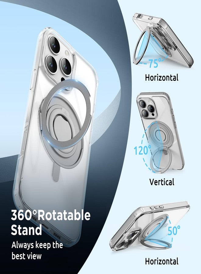 SURPHY for iPhone 16 Pro Max Case With Rotable Magnetic Ring Stand and Silicone Finger Ring Grip, Compatible with MagSafe, Slim Shockproof Phone Case for iPhone 16 Pro Max 6.9 Inch, Clear - Image 3