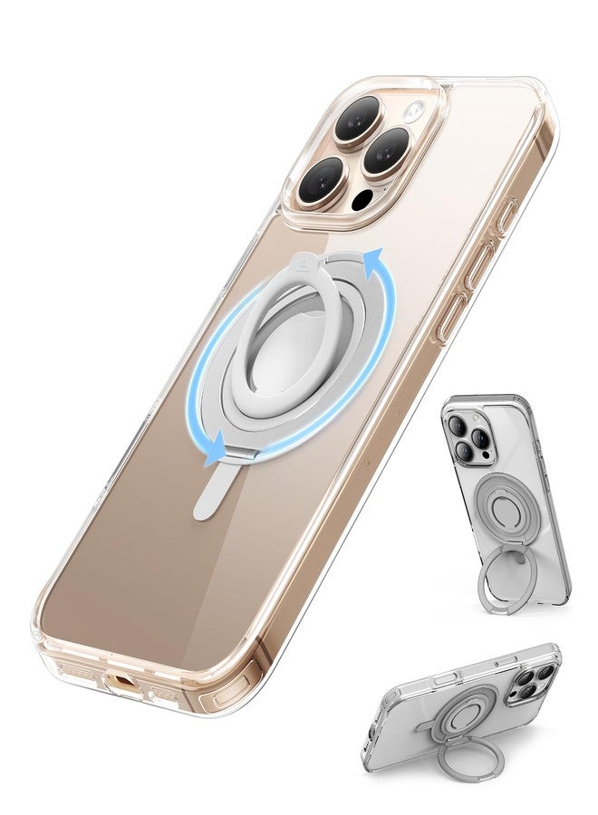 SURPHY for iPhone 16 Pro Max Case With Rotable Magnetic Ring Stand and Silicone Finger Ring Grip, Compatible with MagSafe, Slim Shockproof Phone Case for iPhone 16 Pro Max 6.9 Inch, Clear - Image 1