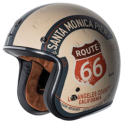 TORC unisex-adult open-face-helmet-style T50 Route 66 3/4 Helmet (with 'PCH' Graphic) (Flat White,XX-Large), 1 Pack - Image 1
