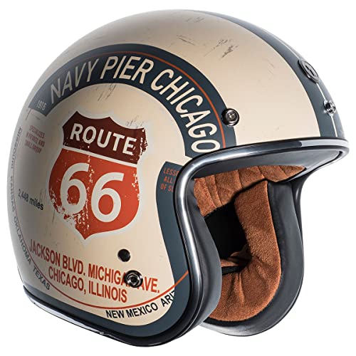 TORC unisex-adult open-face-helmet-style T50 Route 66 3/4 Helmet (with 'PCH' Graphic) (Flat White,XX-Large), 1 Pack - Image 4