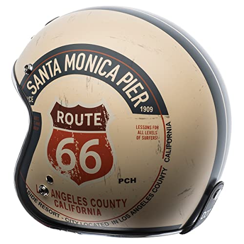 TORC unisex-adult open-face-helmet-style T50 Route 66 3/4 Helmet (with 'PCH' Graphic) (Flat White,XX-Large), 1 Pack - Image 2