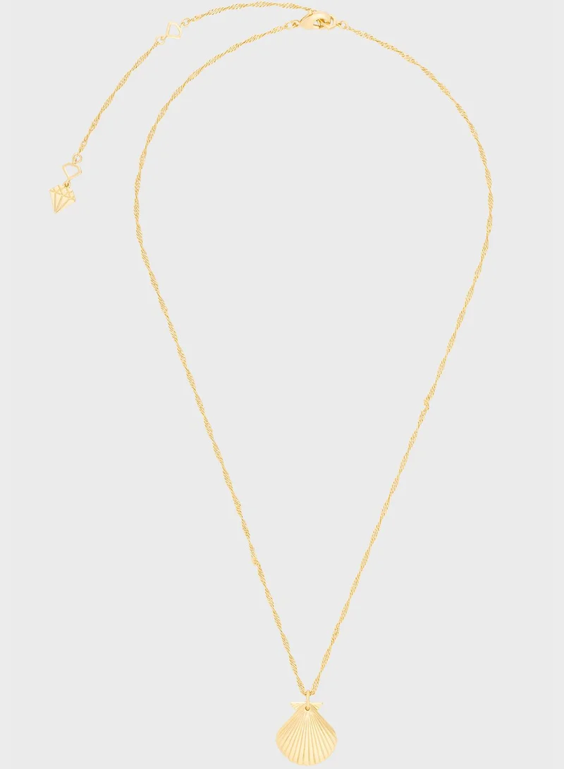 Wanderlust + co Seashell Gold Locket Necklace