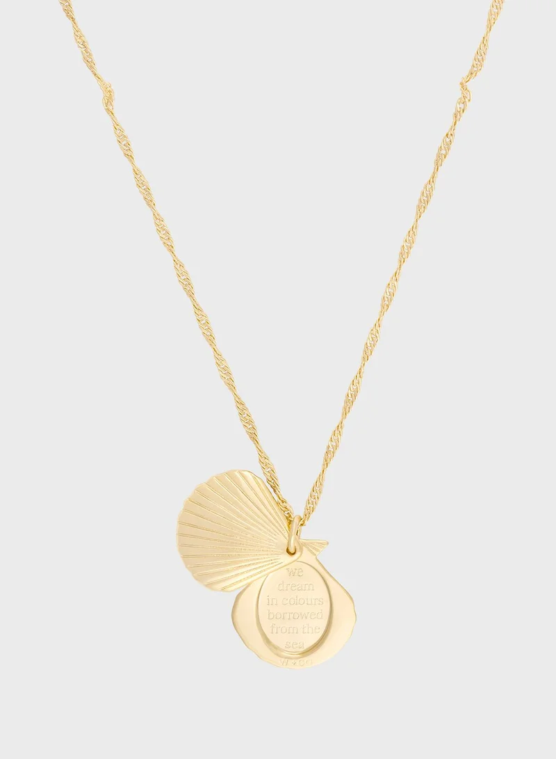 Wanderlust + co Seashell Gold Locket Necklace