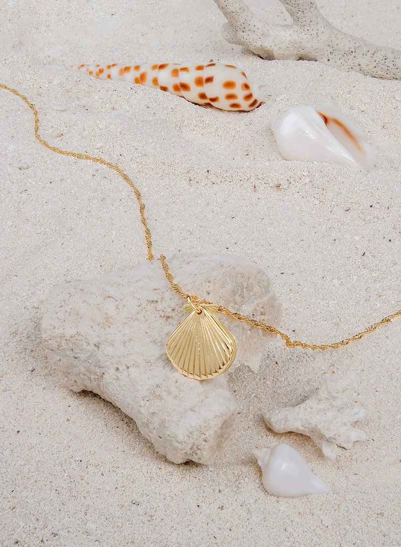 Wanderlust + co Seashell Gold Locket Necklace