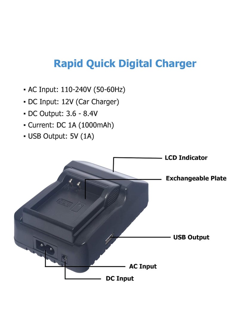 DMK Power - DMK Power NP-BG1 Quick Rapid LCD Charger Compatible with Sony DSC-H3 DSC-H7 etc, - Image 1