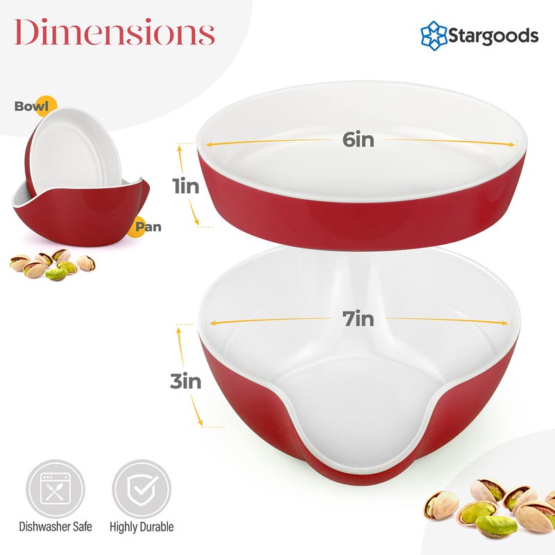 Stargoods Pistachio Bowl  Snack Serving Dish  Double Peanut Bowl with Nut Seeds Shell Candy Storage  Red - Image 3