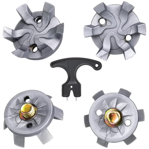 Shappy 51 Pcs Golf Shoe Spikes Replacements Set 50 Golf Shoe Cleats with 1 Black Cleats Spanner Metal Thread Screw 5.84 mm Dia Replacement for Cricket(Gray) - Image 1