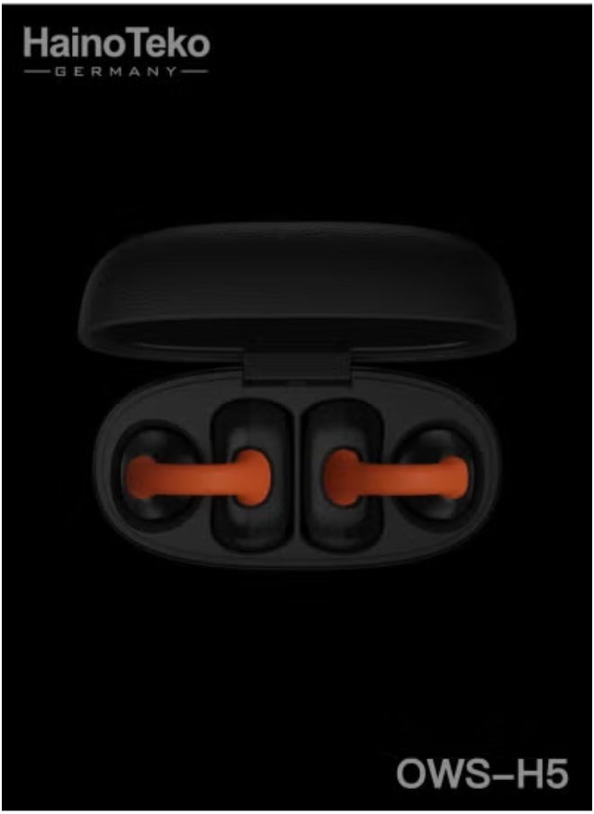 🎧 Haino Teko OWS-H5 True Wireless Bluetooth Earphones Black with LED Light | 20-Hour Battery Life for All-Day Listening | Touch Control for Music & Calls | High-Quality Sound with Comfortable Fit | Compatible with Android Phones & Tablets