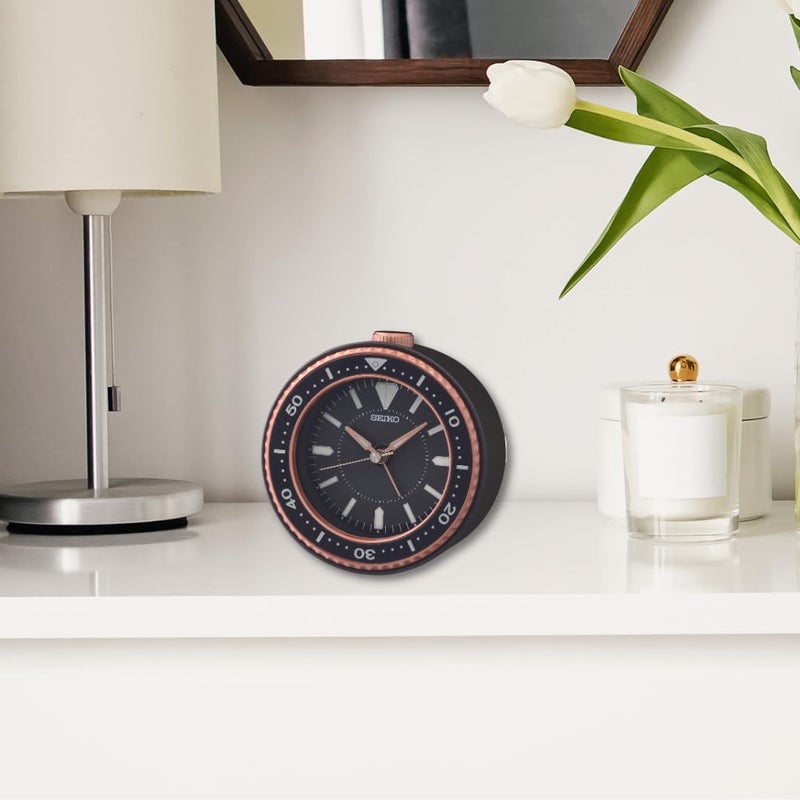 Seiko SEIKO Elegant Table Top Round Black Plastic Analog Beep Alarm Clock with Sweep Movement Size 95 x 5 x 95 CM Weight 200 grm Color Black  - Image 2