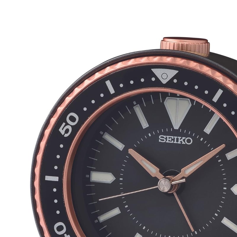 Seiko SEIKO Elegant Table Top Round Black Plastic Analog Beep Alarm Clock with Sweep Movement Size 95 x 5 x 95 CM Weight 200 grm Color Black  - Image 5