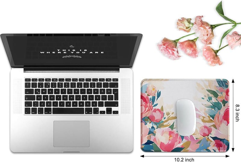 JIKIOU 3 Pack Mouse Pad with Stitched Edge, Comfortable Mouse Pads with Non-Slip Rubber Base, Washable Mousepads Bulk with Comfortable Cloth, Mouse Pads for Computers Laptop 10.2x8.3inch Multi Peony - Image 2