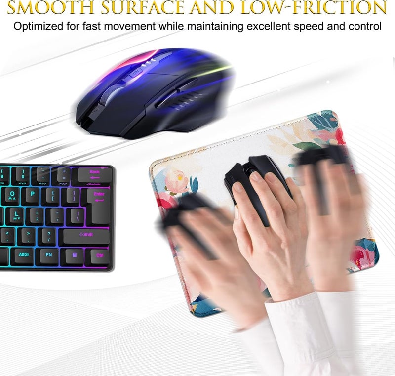 JIKIOU 3 Pack Mouse Pad with Stitched Edge, Comfortable Mouse Pads with Non-Slip Rubber Base, Washable Mousepads Bulk with Comfortable Cloth, Mouse Pads for Computers Laptop 10.2x8.3inch Multi Peony - Image 4