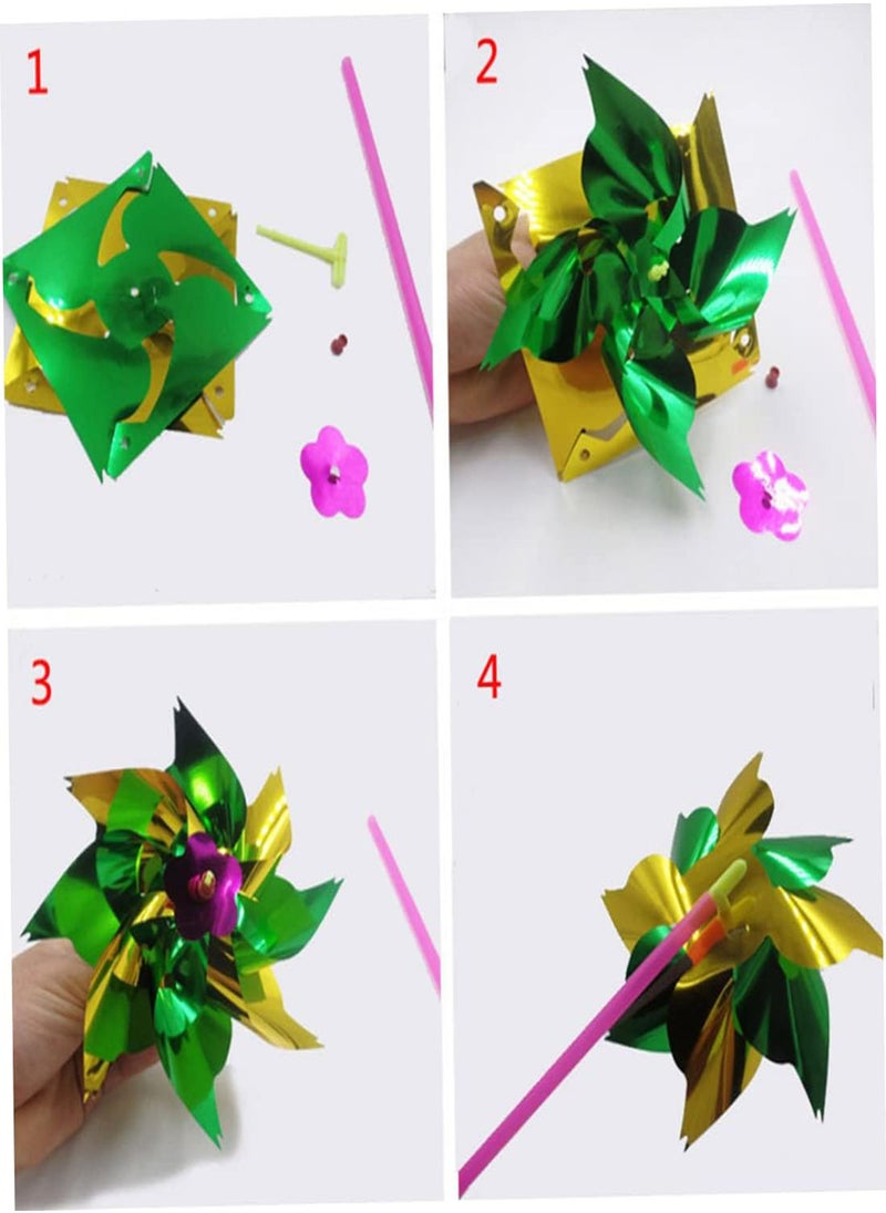 GGOOT - Foil Windmills for Garden Rainbow Pinwheel Bird Scarer Windmill Toy for Kids Wind Spinner Lawn Decor 24 Pcs, Foil Windmills, Garden Windmills, Windmills for Children - Image 1