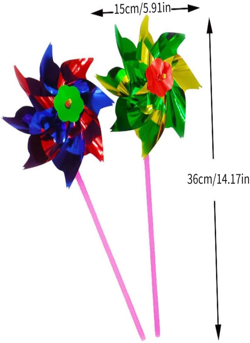 GGOOT - Foil Windmills for Garden Rainbow Pinwheel Bird Scarer Windmill Toy for Kids Wind Spinner Lawn Decor 24 Pcs, Foil Windmills, Garden Windmills, Windmills for Children - Image 1