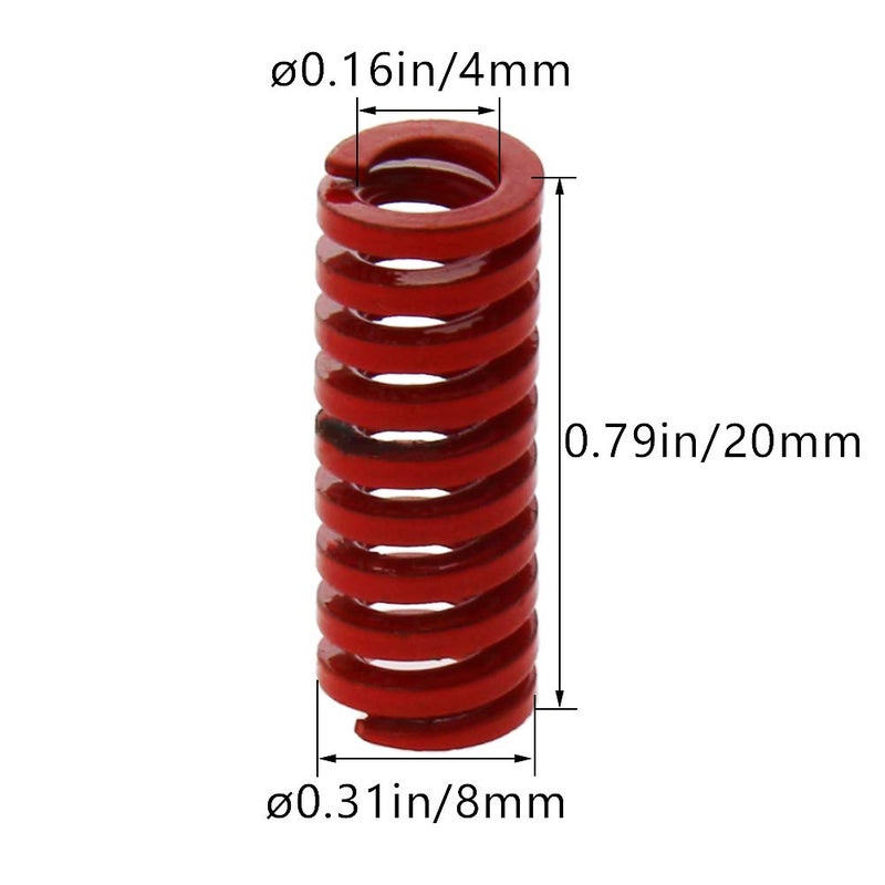 Metal Spring，Springs Compression Spring, 3D Printer Die Spring 8mm OD 20mm Long Medium Load Mechanical Compression Mould Die Spring for 3D Printer Electric Part Red 10PCS - Image 3