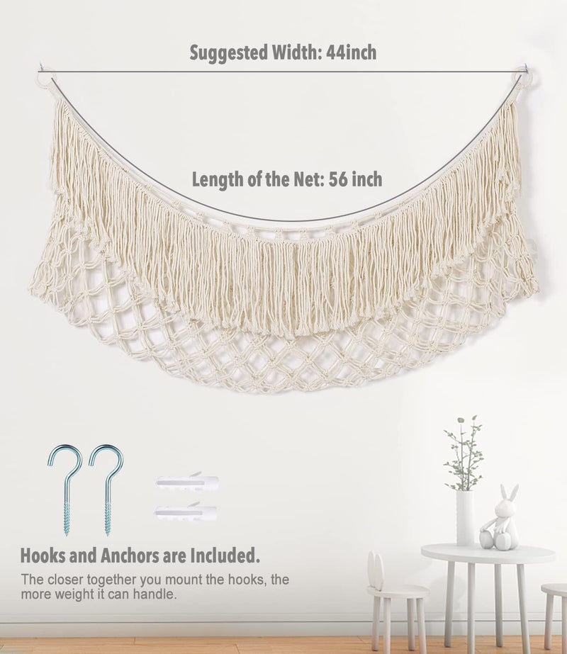 PrimZooty Stuffed Animal Hammock - Extra Large 56'' Long, Stuffed Animal Storage, stuffed animal Holder net, Hammock Large, Storage Hanging Organizer - Cream White - Image 4