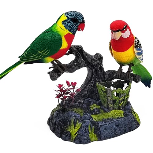 Tipmant Realistic Electronic Parrots Bird Toys Electric Animal Pets Move Chirp Home Office Table Desk Wall Decoration Kids Birthday Gifts - Image 1