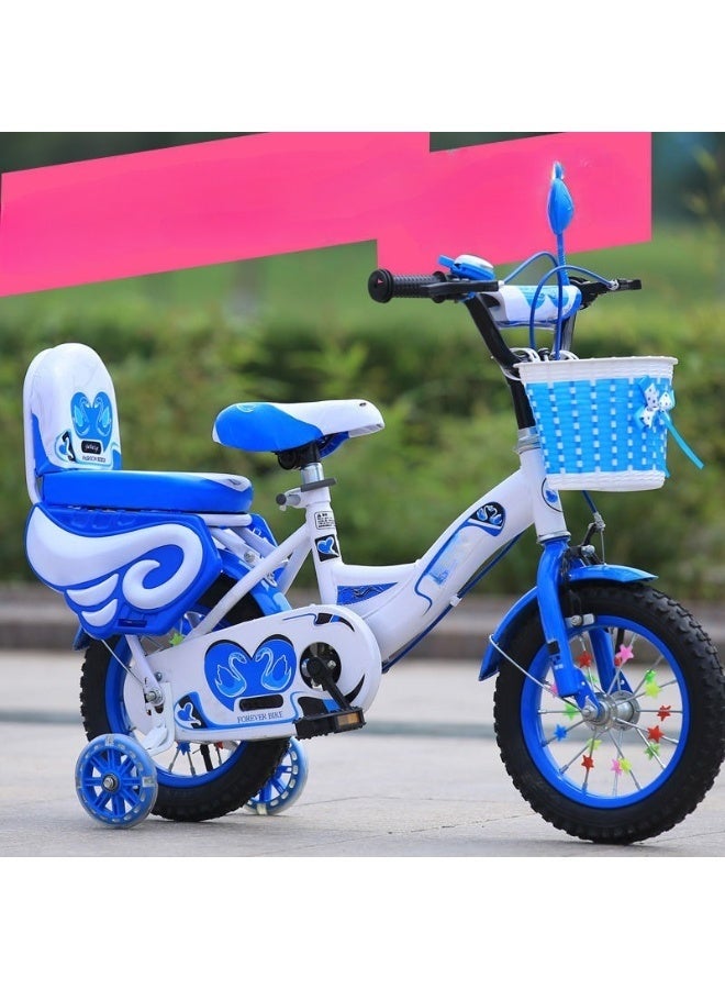 WALALLA Girls Bike for Toddlers and Kids,12 Inch Kids Bike with Training Wheels and Basket, Girl Bicycle with Handbrake and Kickstand,Black Wheels,Blue - Image 3