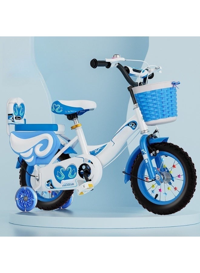 WALALLA Girls Bike for Toddlers and Kids,12 Inch Kids Bike with Training Wheels and Basket, Girl Bicycle with Handbrake and Kickstand,Black Wheels,Blue - Image 4