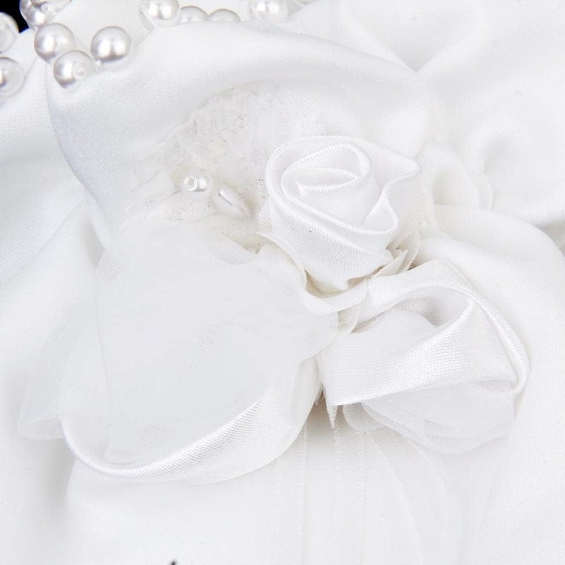 klarako White Satin Bridal Money Bag for Wedding Day, Drawstring Clutch Purse for Bride and Bridesmaid, Wedding Favors  22.5x17cm - Image 4
