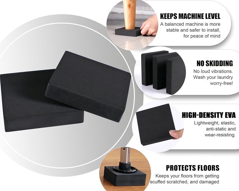 MYLIFEUNIT EVA Shock Absorbing Washer Pads, Anti-Vibration Washer Mat Protector for Washing Machine Dryer Treadmill (8 Pack) - Image 3