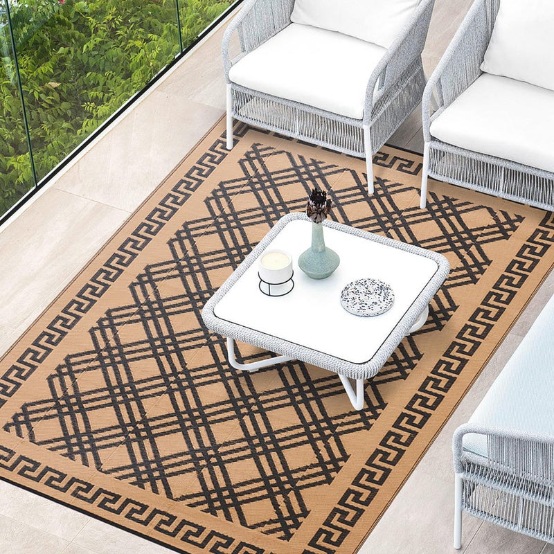 BMCH Outdoor Rugs, Outdoor Plastic Straw Rug, Reversible Waterproof Carpet for Camping, Poolside, Garden, BBQ Area, Gazebo Flooring, RV Park & Beach, Classical Style, 5x8 - Image 2