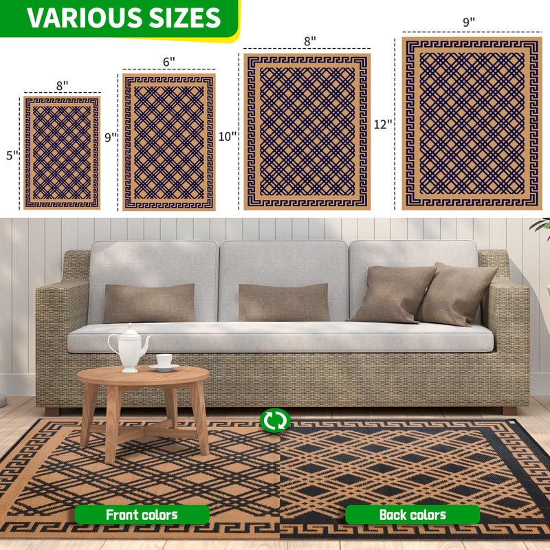 BMCH Outdoor Rugs, Outdoor Plastic Straw Rug, Reversible Waterproof Carpet for Camping, Poolside, Garden, BBQ Area, Gazebo Flooring, RV Park & Beach, Classical Style, 5x8 - Image 4