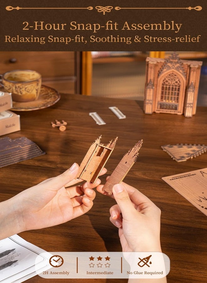 Rowood 3D Puzzles for Adults,Gothic Architecture Wooden Model Kit Buiding Set,DIY Adult Craft Kits with LED,Chirstmas Birthday Gift-Twin-Tower Cathedral - Image 4