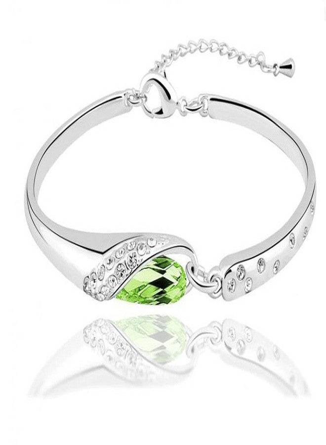 Shining Diva Stylish Platinum Plated Austrian Crystal Bracelets for Girls(Green)(r7421b)