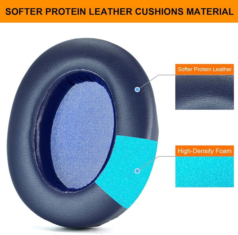 Street27® Earpads Cushion Compatible with Sony WH-XB910 XB910N Wireless Headphones, Ear Pads with Soft Protein Leather High-Density Noise Cancelling Memory Foam Replacement Earmuffs (Blue) - Image 3