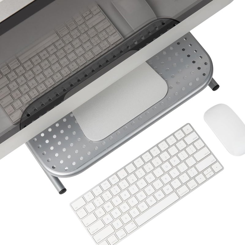 Monitor Stand, Ventilated Laptop Riser, Desktop Organizer, Metal, 14.5"L x 11.25"W x 4.25"H, Set of 2, Silver - Image 4